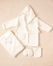 12804-W. White with Pink Bathrobes for Newborn (Gift Set)